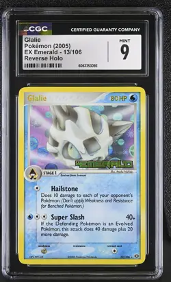 CGC 9 MINT Glalie 2005 EX Emerald 13/106 Reverse Holo STAMPED Pokemon Card - Image 1