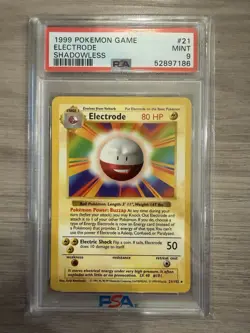 1999 Pokemon Shadowless Electrode PSA 9 Mint #21 Base Set - Image 1