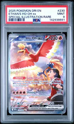 2025 POKEMON DRI EN-DESTINED RIVALS #230 ETHAN'S HO-OH EX PSA 9 - Image 1
