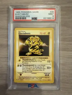 1999 Pokemon Shadowless Electabuzz PSA 9 Mint #20 Base Set - Image 1