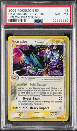2006 POKEMON EX HOLON PHANTOMS #8 GYARADOS-REVERSE FOIL PSA 8 - Image 1
