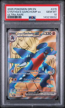 2025 POKEMON DRI EN-DESTINED RIVALS ULTRA RARE #215 CYNTHIA'S GARCHOMP EX PSA 10 - Image 1