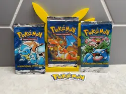 *EMPTY* 3 Pokemon Booster Pack Sleeves - Base Set - Image 1