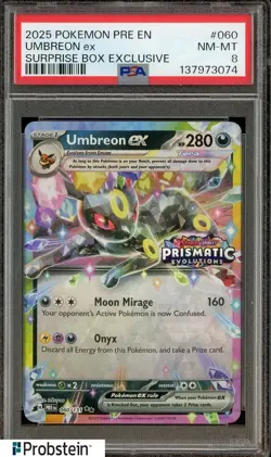 2025 Pokemon PRE EN Surprise Box Exclusive #060 Umbreon ex PSA 8 MINT - Image 1