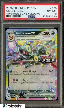 2025 Pokemon PRE EN Surprise Box Exclusive #060 Umbreon ex PSA 8 MINT - Image 1