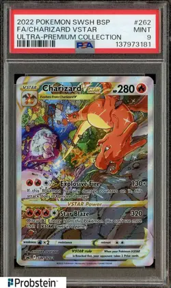2022 Pokemon SWSH BSP Ultra Premium Collection #262 FA Charizard VSTAR PSA 9 - Image 1