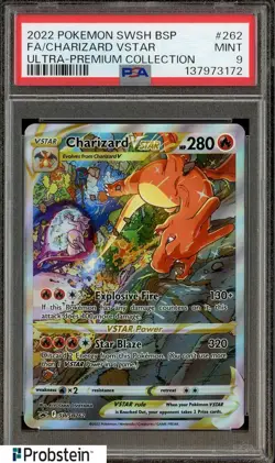 2022 Pokemon SWSH BSP Ultra Premium Collection #262 FA Charizard VSTAR PSA 9 - Image 1