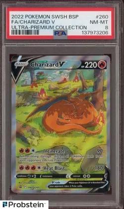 2022 Pokemon SWSH BSP Ultra Premium Collection #260 FA Charizard V PSA 8 - Image 1