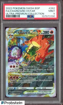 2022 Pokemon SWSH BSP Ultra Premium Collection #262 FA Charizard VSTAR PSA 9 - Image 1