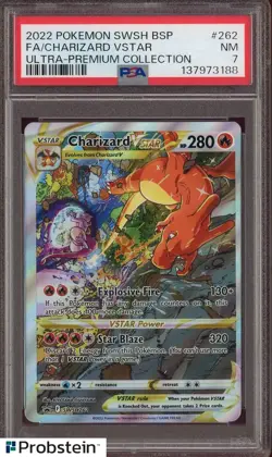 2022 Pokemon SWSH BSP Ultra Premium Collection #262 FA Charizard VSTAR PSA 7 - Image 1