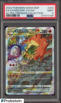 2022 Pokemon SWSH BSP Ultra Premium Collection #262 FA Charizard VSTAR PSA 9 - Image 1