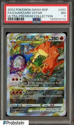 2022 Pokemon SWSH BSP Ultra Premium Collection #262 FA Charizard VSTAR PSA 7 - Image 1