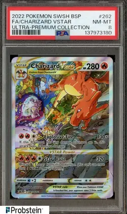 2022 Pokemon SWSH BSP Ultra Premium Collection #262 FA Charizard VSTAR PSA 8 - Image 1