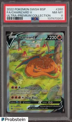 2022 Pokemon SWSH BSP Ultra Premium Collection #260 FA Charizard V PSA 8 - Image 1