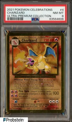 2021 Pokemon Celebrations UPC Gold Metal #4 Charizard PSA 8 NM-MT - Image 1