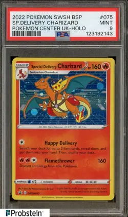 2022 Pokemon SWSH BSP Center Uk Holo #075 Special Delivery Charizard PSA 9 MINT - Image 1