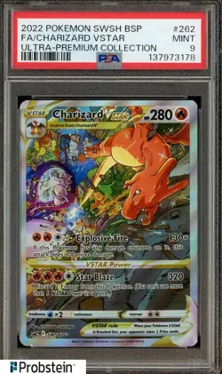 2022 Pokemon SWSH BSP Ultra Premium Collection #262 FA Charizard VSTAR PSA 9 - Image 1