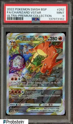 2022 Pokemon SWSH BSP Ultra Premium Collection #262 FA Charizard VSTAR PSA 9 - Image 1