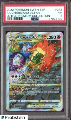 2022 Pokemon SWSH BSP Ultra Premium Collection #262 FA Charizard VSTAR PSA 7 - Image 1