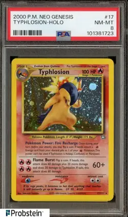2000 Pokemon Neo Genesis #17 Typhlosion Holo PSA 8 NM-MT - Image 1