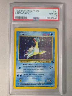 Lapras Holo 1999 Pokemon Fossil Set #10 PSA 8 NM-MT – Vintage WOTC - Image 1