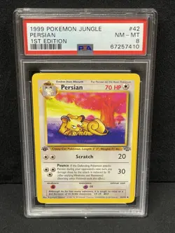 1999 POKEMON JUNGLE 1ST EDITION UNCOMMON #42 PERSIAN PSA NM-MT SET BREAK - Image 1