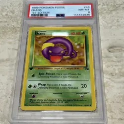 1999 Pokemon Fossil 1st Edition Ekans 46/62 PSA 8 NM-MT - Image 1