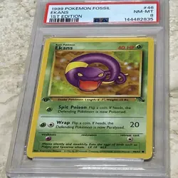 1999 Pokemon Fossil 1st Edition Ekans 46/62 PSA 8 NM-MT - Image 5