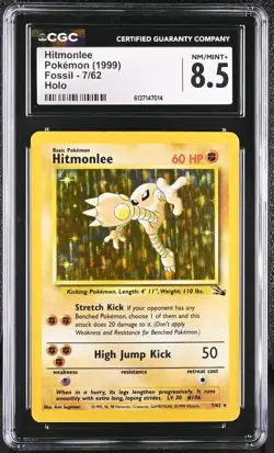 Pokemon Fossil Holo Rare Hitmonlee 7/62 CGC 8.5 - Image 1