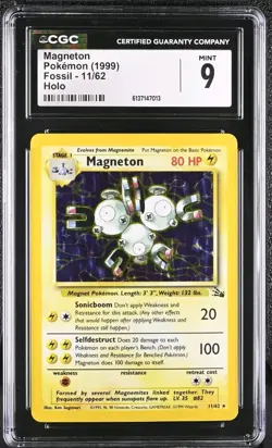 Pokemon Fossil Holo Rare Magneton 11/62 CGC 9 MINT - Image 1