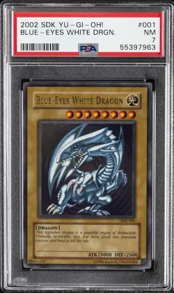 2002 YU-GI-OH! STARTER DECK: KAIBA #001 BLUE-EYES WHITE DRAGON PSA 7 - Image 1