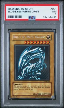 2002 YU-GI-OH! STARTER DECK: KAIBA #001 BLUE-EYES WHITE DRAGON PSA 7 - Image 1