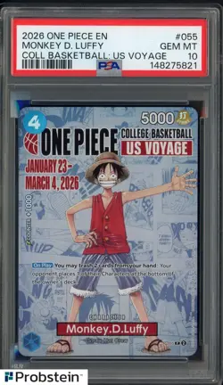 2026 One Piece EN College Basketball US Voyage #055 Monkey D Luffy PSA 10 - Image 1
