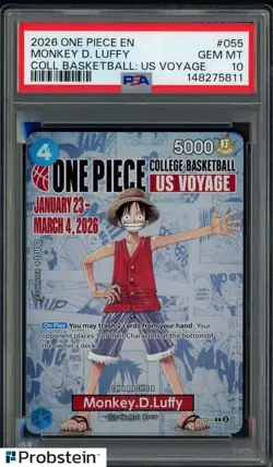 2026 One Piece EN College Basketball US Voyage #055 Monkey D Luffy PSA 10 - Image 1