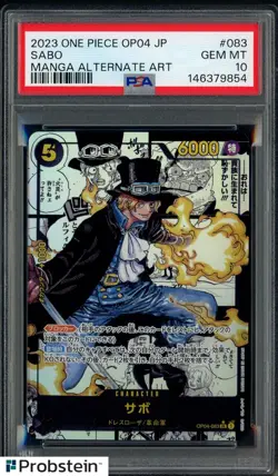 2023 One Piece OP04 Japanese Manga Alternate Art #083 Sabo PSA 10 GEM MINT - Image 1