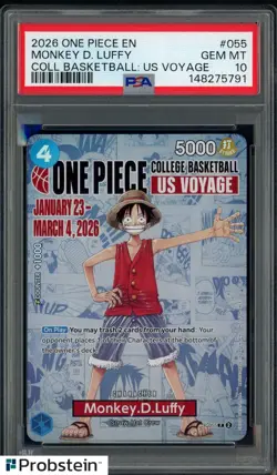 2026 One Piece EN College Basketball US Voyage #055 Monkey D Luffy PSA 10 - Image 1
