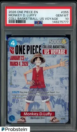 2026 One Piece EN College Basketball US Voyage #055 Monkey D Luffy PSA 10 - Image 1