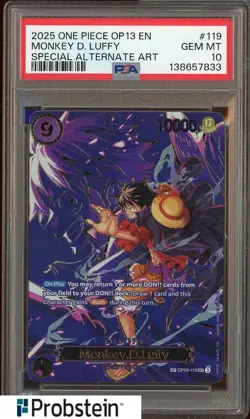 2025 One Piece OP13 EN Special Alternate Art #119 Monkey D. Luffy PSA 10 - Image 1