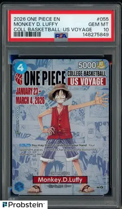 2026 One Piece EN College Basketball US Voyage #055 Monkey D Luffy PSA 10 - Image 1