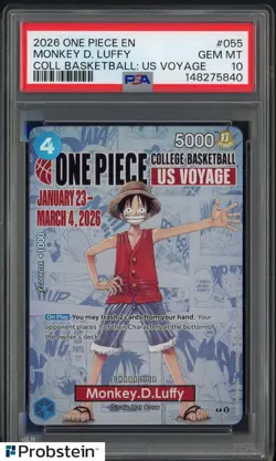 2026 One Piece EN College Basketball US Voyage #055 Monkey D Luffy PSA 10 - Image 1