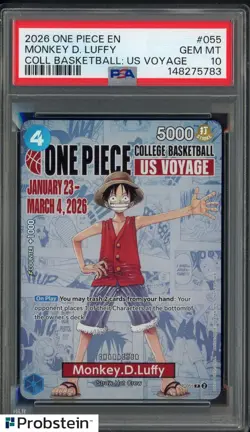 2026 One Piece EN College Basketball US Voyage #055 Monkey D Luffy PSA 10 - Image 1