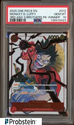 2025 One Piece Monkey.D.Luffy 3rd Anv. Event Winner Prize Promo ST01-012 PSA 10 - Image 1