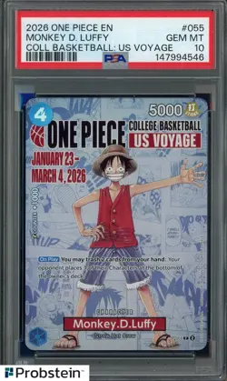 2026 One Piece EN College Basketball US Voyage #055 Monkey D Luffy PSA 10 - Image 1