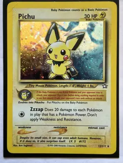 Pichu 12/111 Unlimited Holo Neo Genesis Pokemon Card TCG #V1 - Image 2