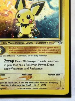 Pichu 12/111 Unlimited Holo Neo Genesis Pokemon Card TCG #V1 - Image 5