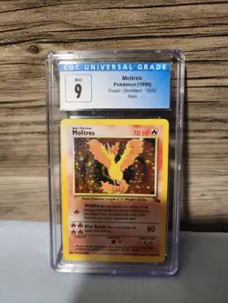 Moltres Fossil Unlimited 12/62 Holo Rare CGC 9 Pokemon Card 1999 English WOTC - Image 1