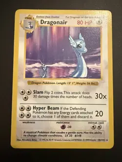 Dragonair Rare Shadowless Base Set 1999 Pokemon Card 18/102 /NM Near Mint - Image 1