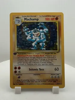 Machamp 1st Edition Holo Base Set 8/102 Pokemon Card WOTC Vintage LP/MP - Image 1