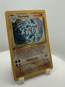 Machamp 1st Edition Holo Base Set 8/102 Pokemon Card WOTC Vintage LP/MP - Image 2