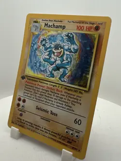 Machamp 1st Edition Holo Base Set 8/102 Pokemon Card WOTC Vintage LP/MP - Image 4